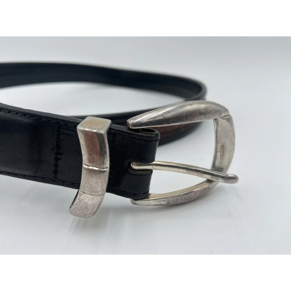 Brighton Leather Belt Black Brown Edge Crocodile Embossed Insert 38 1-1/8